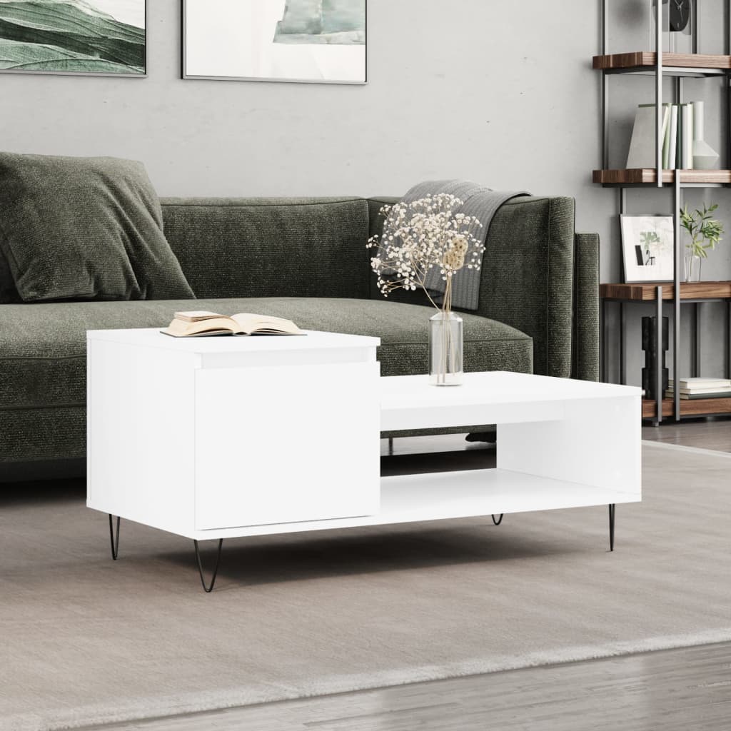 vidaXL Tavolino da Salotto Bianco 100x50x45 cm in Legno Multistrato