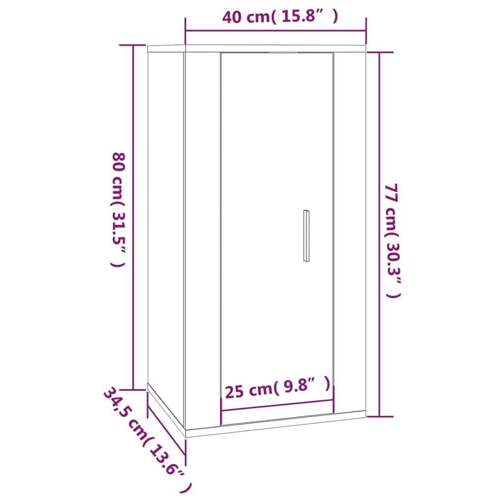 vidaXL Mobile Porta TV a Parete Nero 40x34,5x80 cm