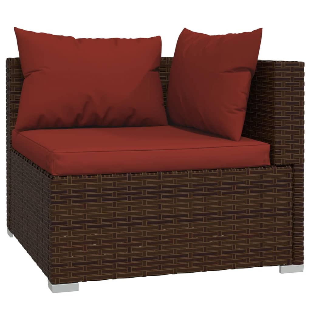 vidaXL Set Divani da Giardino 8 pz con Cuscini in Polyrattan Marrone