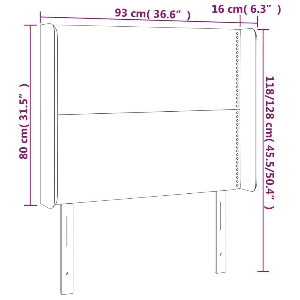 vidaXL Testiera ad Orecchio Grigio 93x16x118/128 cm in Similpelle