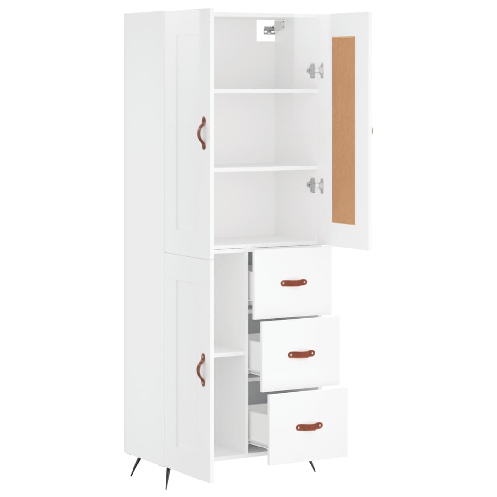 vidaXL Credenza Bianco Lucido 69,5x34x180 cm in Legno Multistrato