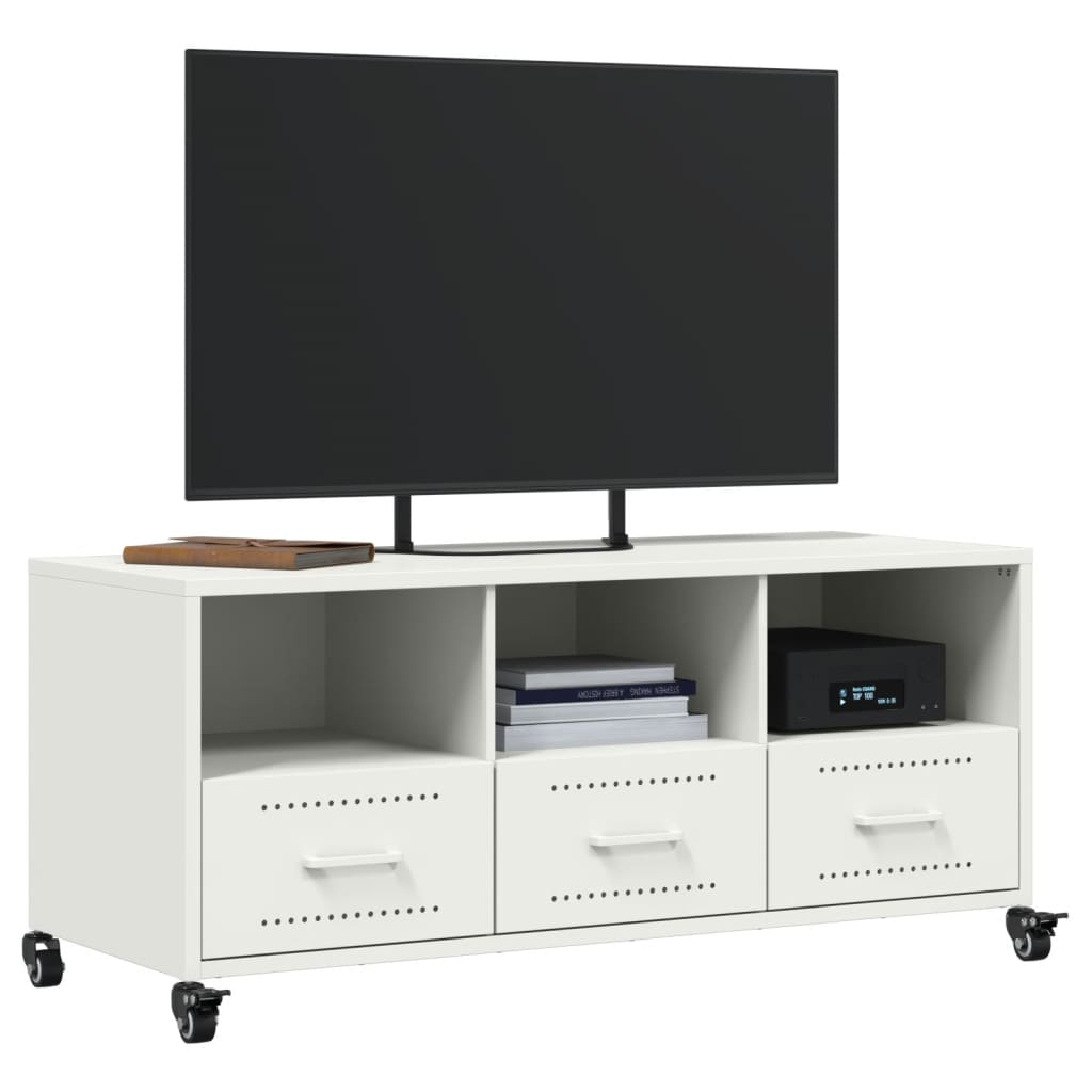 vidaXL Mobile TV Bianco 100,5x39x43,5 cm in Acciaio