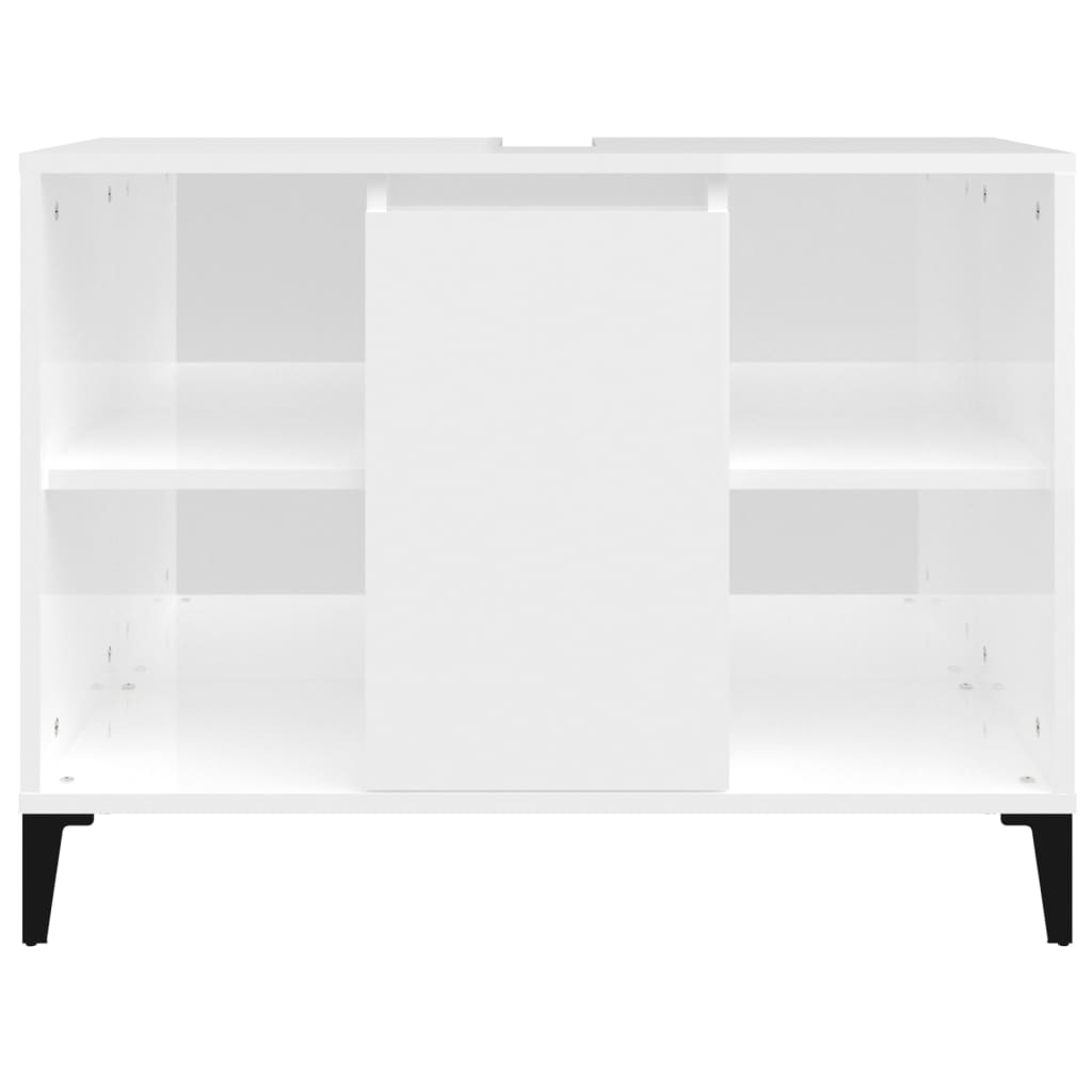 vidaXL Mobile Lavabo Bianco Lucido 80x33x60 cm in Legno Multistrato