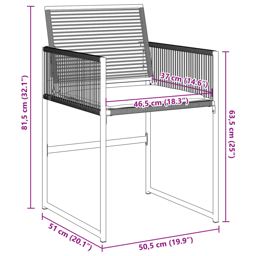 vidaXL Sedie da Giardino con Cuscini 4 pz Nere in Polyrattan