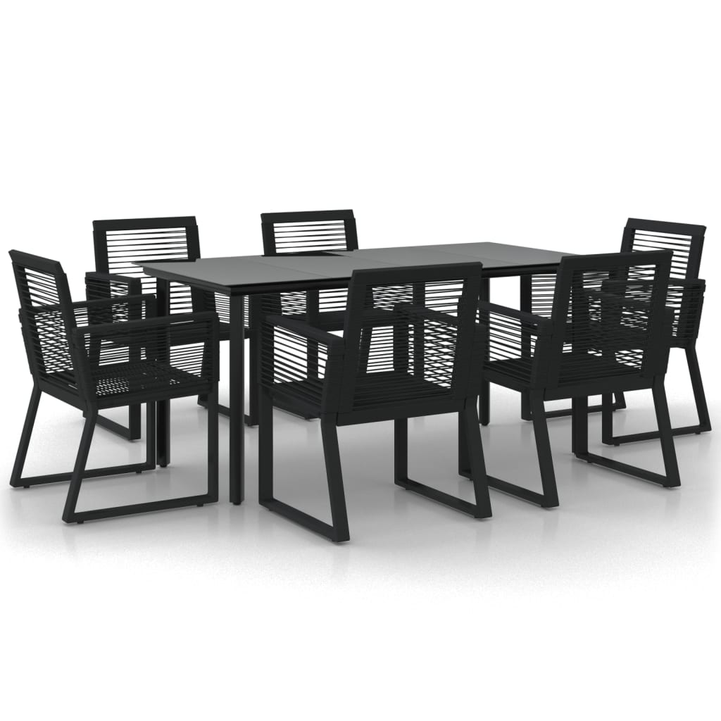 vidaXL Set da Pranzo da Giardino 7 pz Nero in Rattan PVC