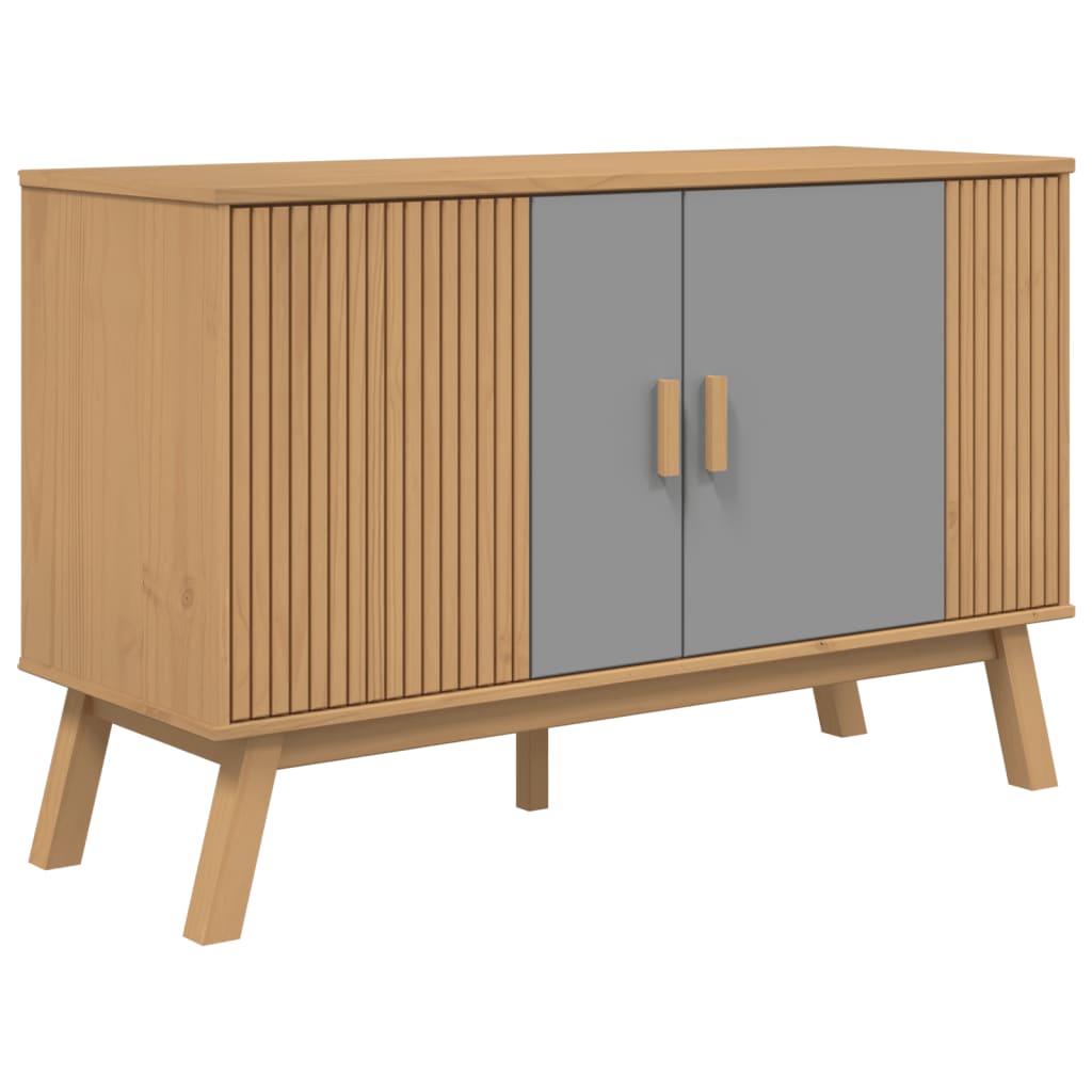 vidaXL Credenza OLDEN Grigia e Marrone 114x43x73,5 cm Massello di Pino