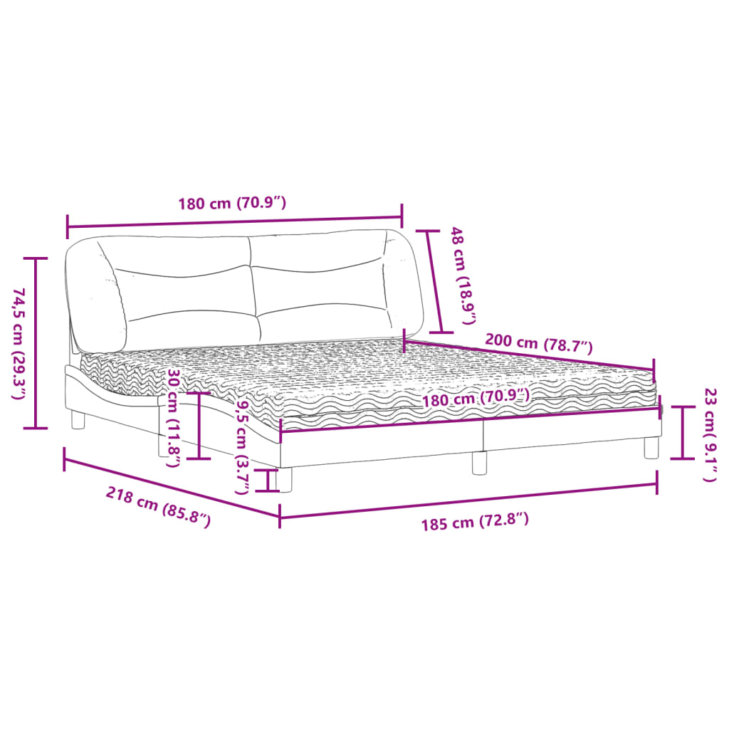 vidaXL Letto con Materasso Marrone 180x200cm in Similpelle