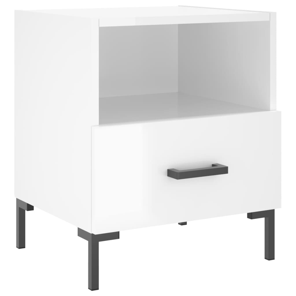 vidaXL Comodino Bianco Lucido 40x35x47,5 cm in Legno Multistrato