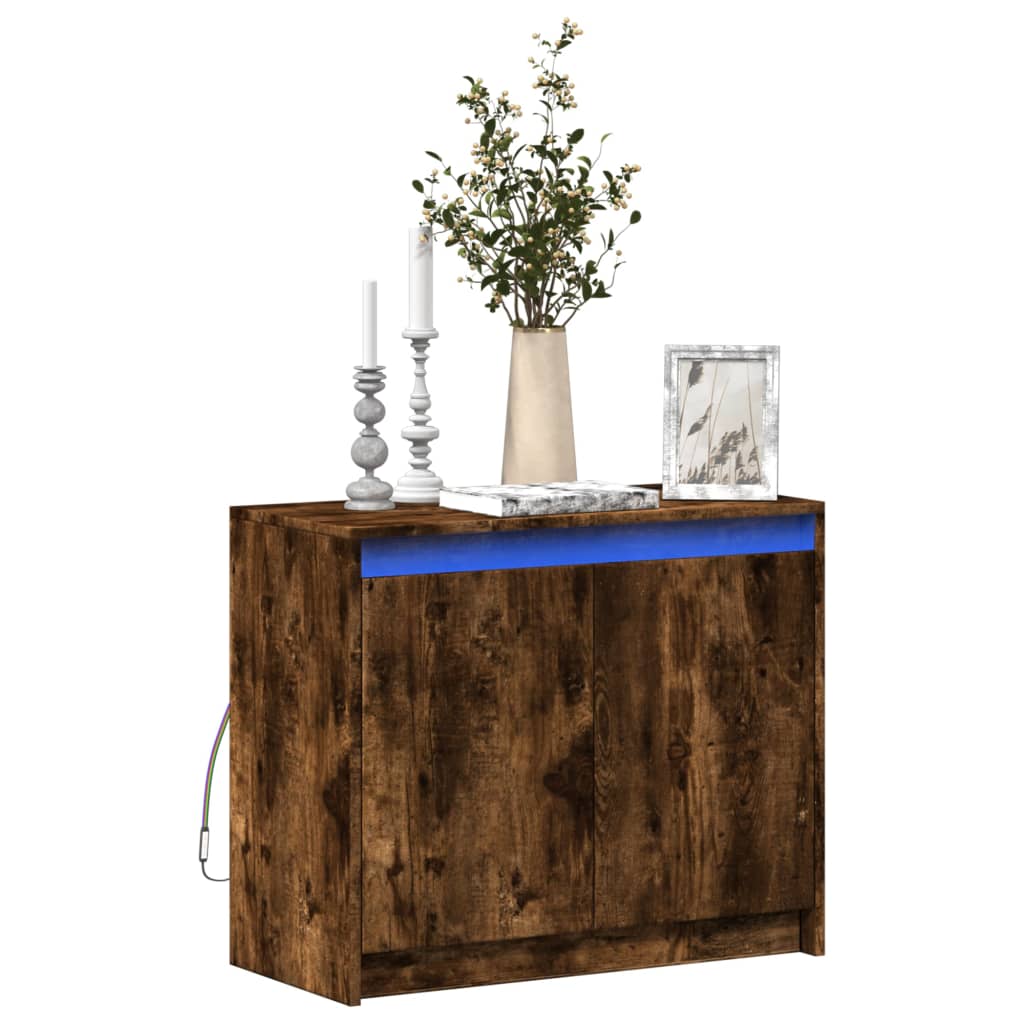 vidaXL Credenza con LED Rovere Fumo 72x34x61 cm in Legno Multistrato