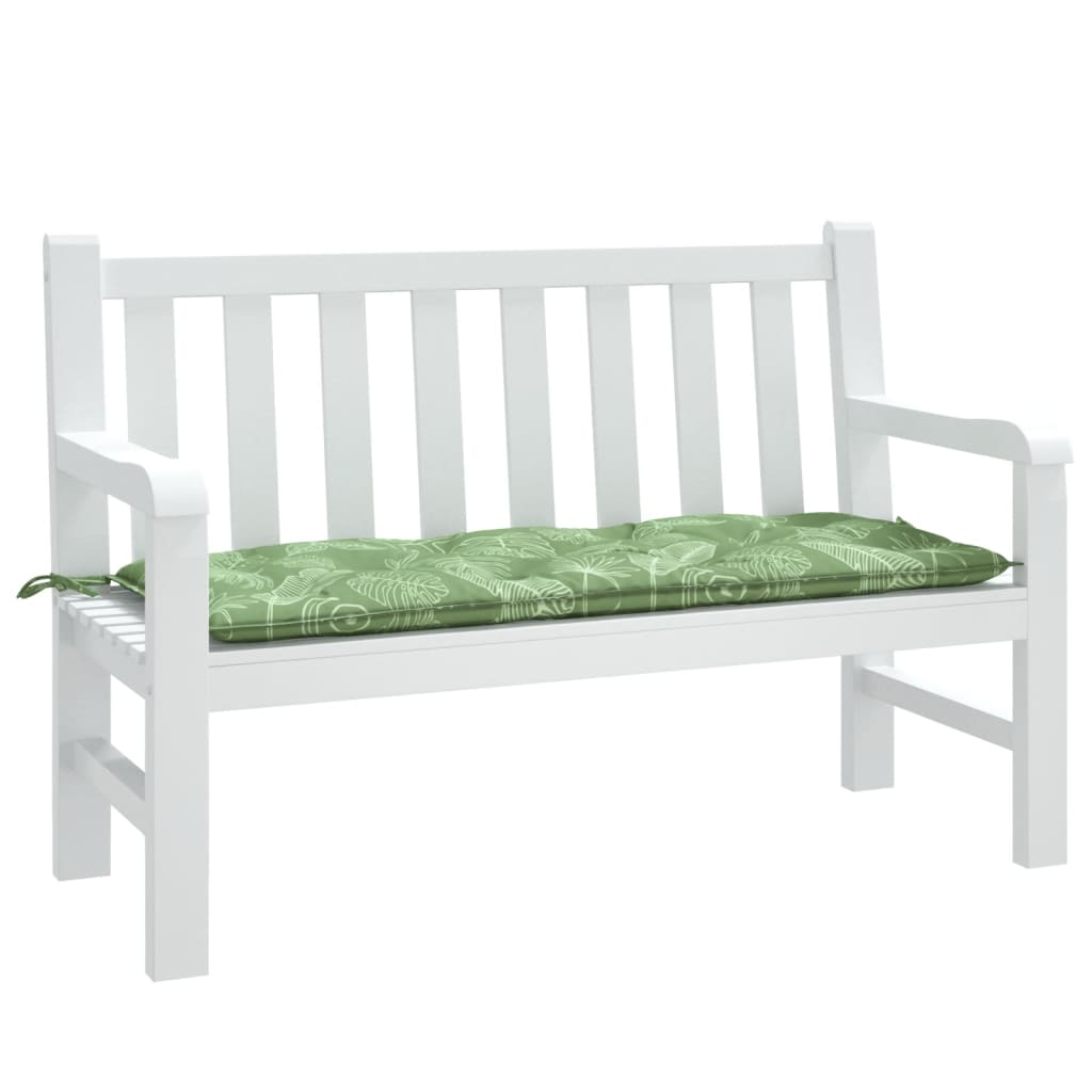 vidaXL Cuscino Panca Giardino con Motivo a Foglie 120x50x7 cm Tessuto