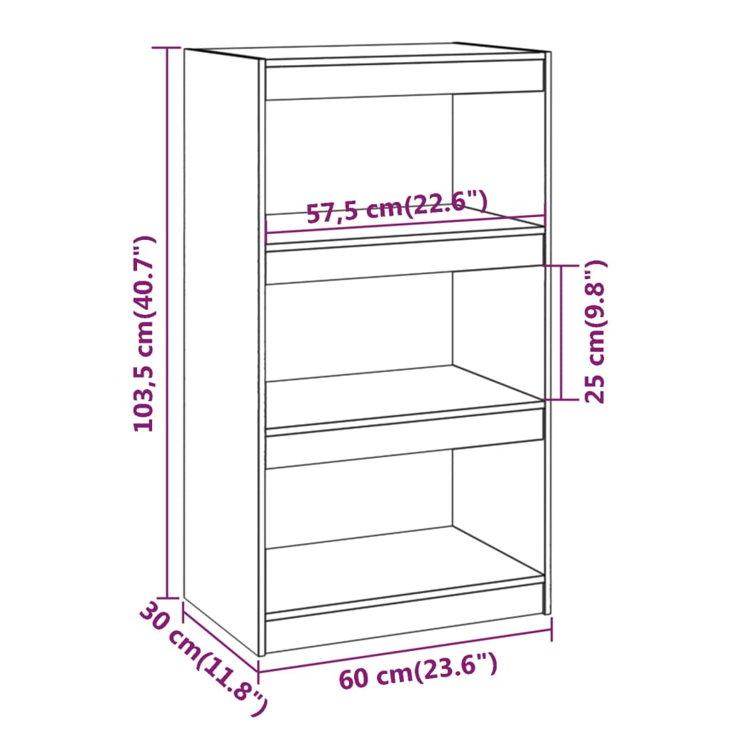 vidaXL Libreria/Divisorio 60x30x103,5 cm in Legno Massello di Pino