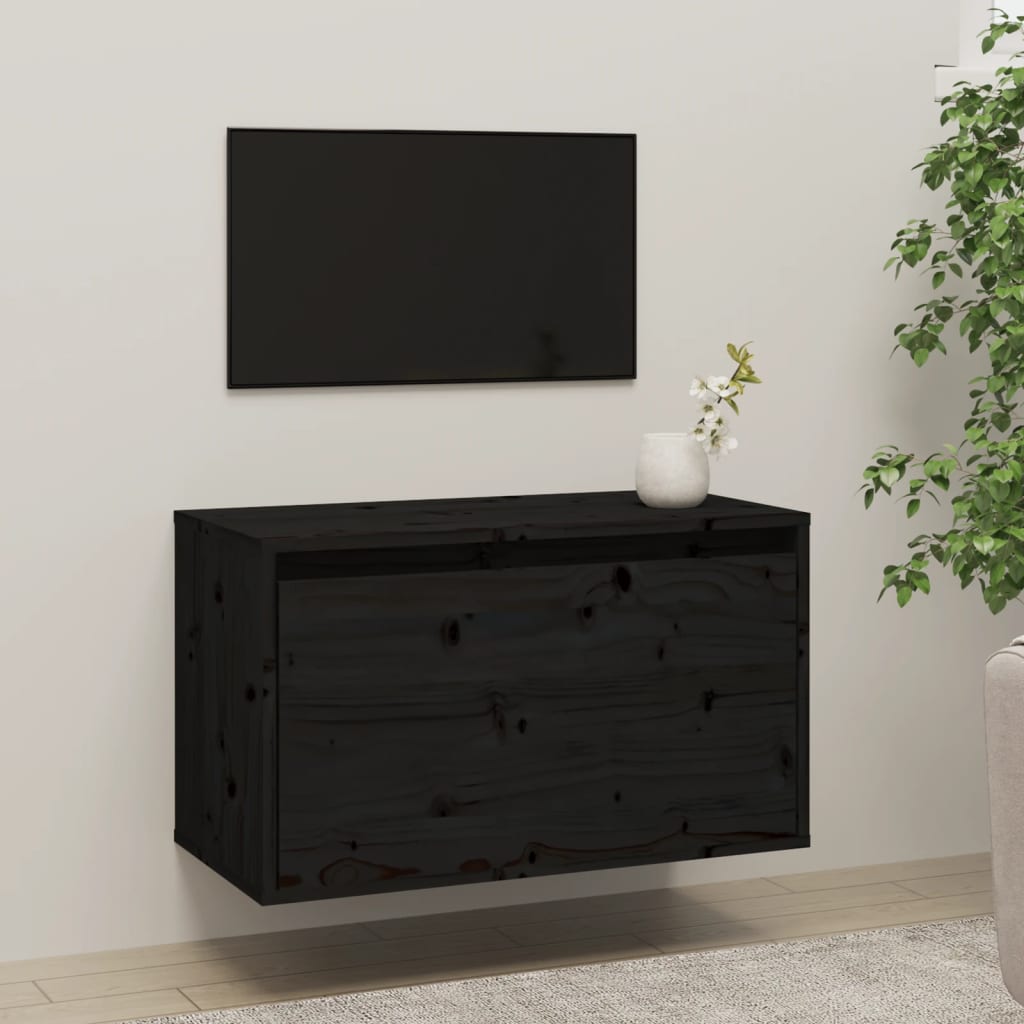 vidaXL Pensile Nero 60x30x35 cm in Legno Massello di Pino