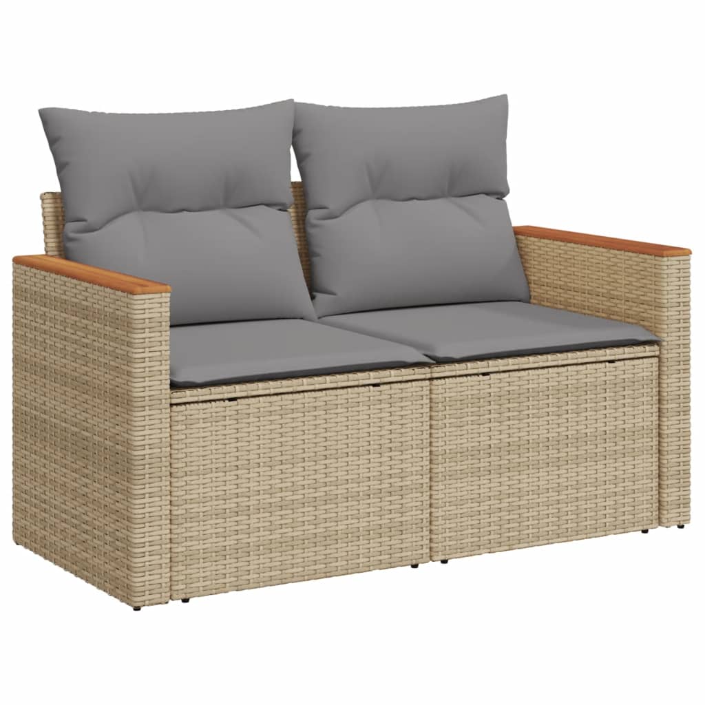 vidaXL Set Divano da Giardino 14 pz con Cuscini Beige Misto Polyrattan