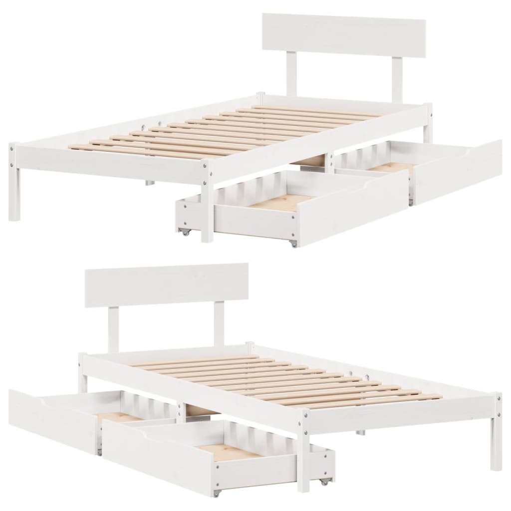 vidaXL Letto senza Materasso Bianco 90x200 cm Legno Massello di Pino