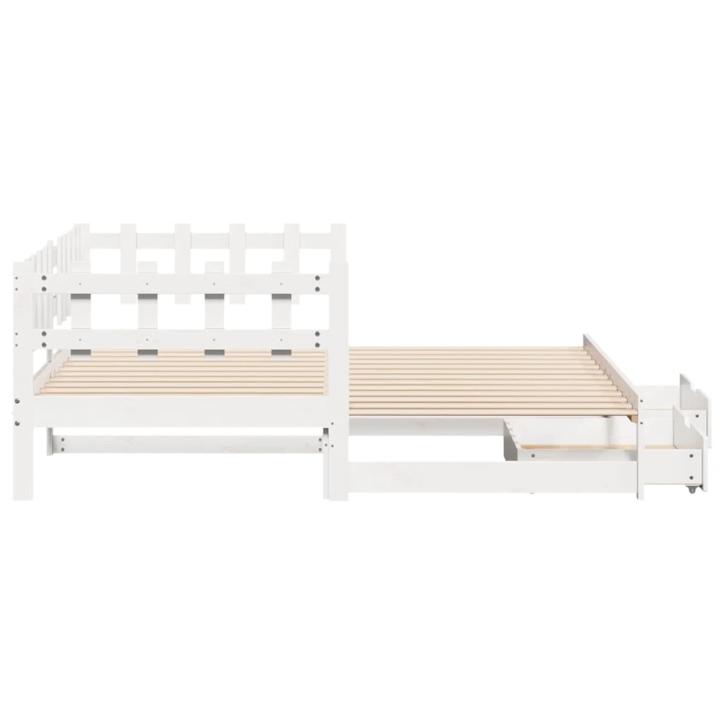 vidaXL Dormeuse Letto Estraibile e Cassetti Bianca 80x200cm Legno Pino