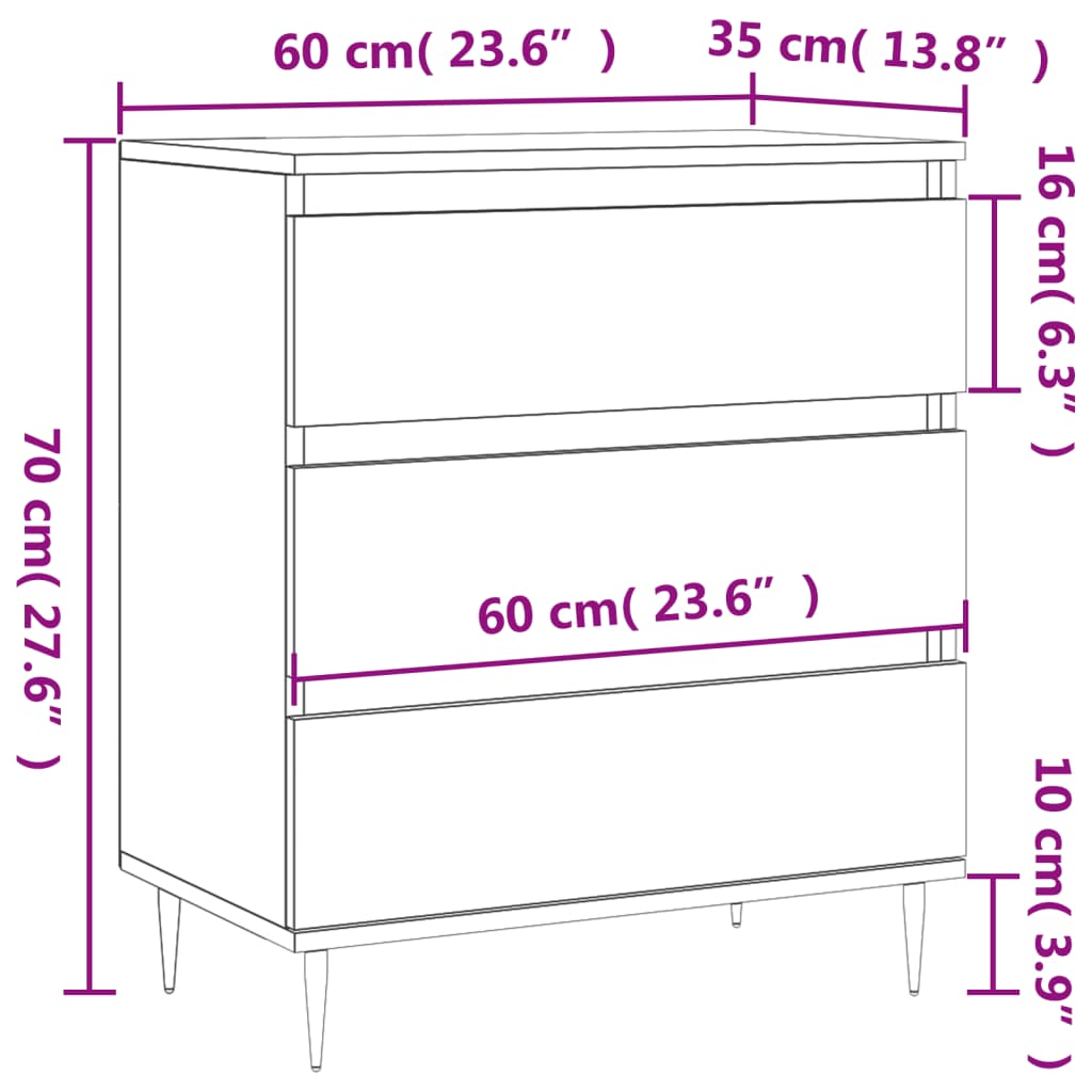 vidaXL Credenza Bianca 60x35x70 cm in Legno Multistrato