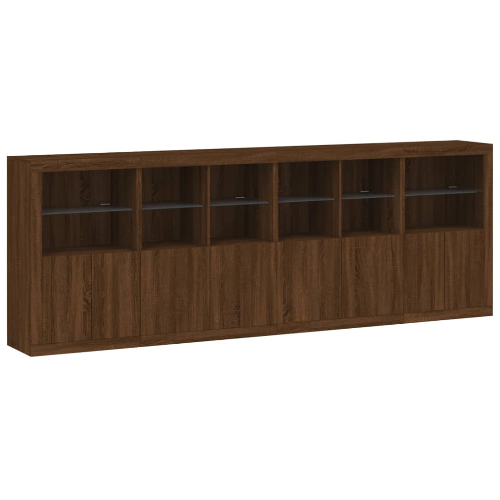 vidaXL Credenza con Luci LED Rovere Marrone 283x37x100 cm