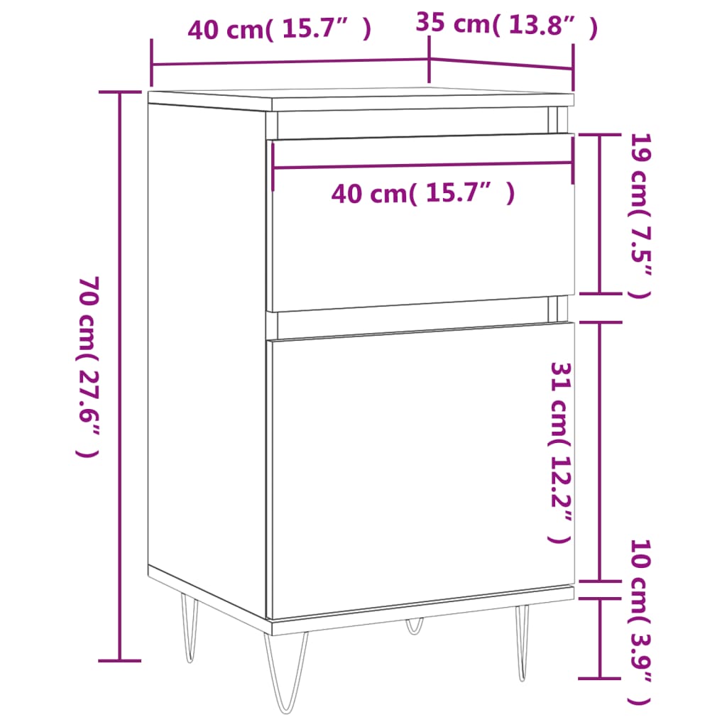 vidaXL Credenze 2 pz Bianche 40x35x70 cm in Legno Multistrato