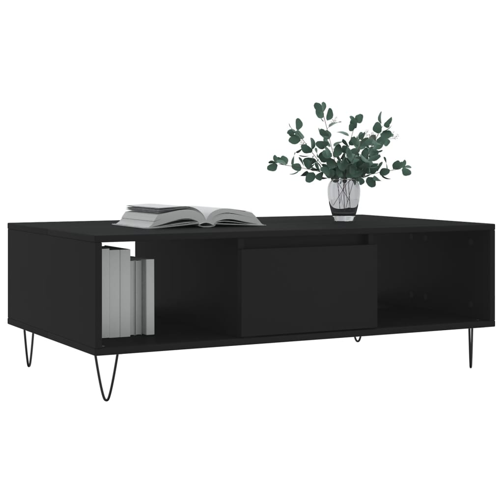 vidaXL Tavolino da Salotto Nero 104x60x35 cm in Legno Multistrato