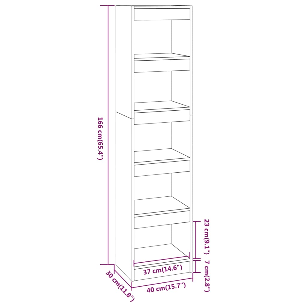 vidaXL Libreria/Divisorio Rovere Fumo 40x30x166 cm