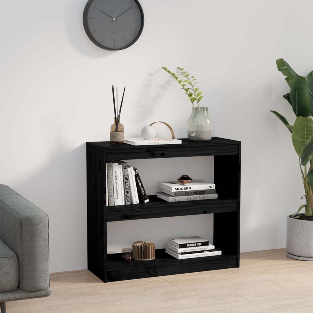 vidaXL Libreria/Divisorio Nero 80x30x71,5 cm in Legno Massello di Pino