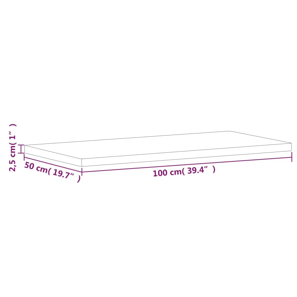 vidaXL Piano Tavolo 100x50x2,5cm Rettangolare Legno Massello di Faggio