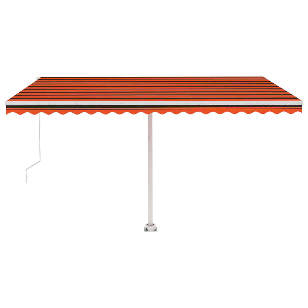 vidaXL Tenda da Sole Retrattile Manuale LED 450x350 cm Arancio Marrone