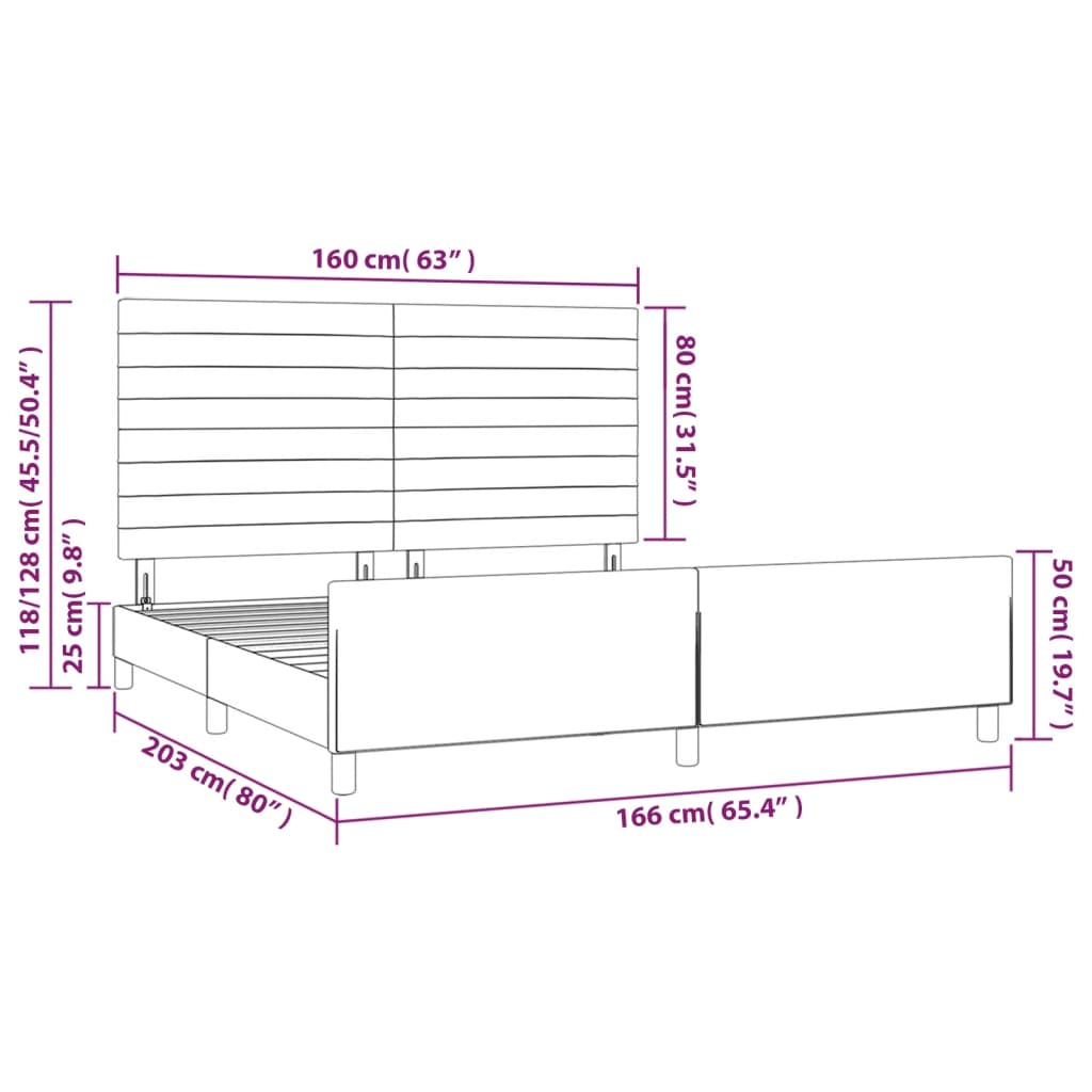 vidaXL Giroletto senza Materasso Crema 160x200 cm in Tessuto