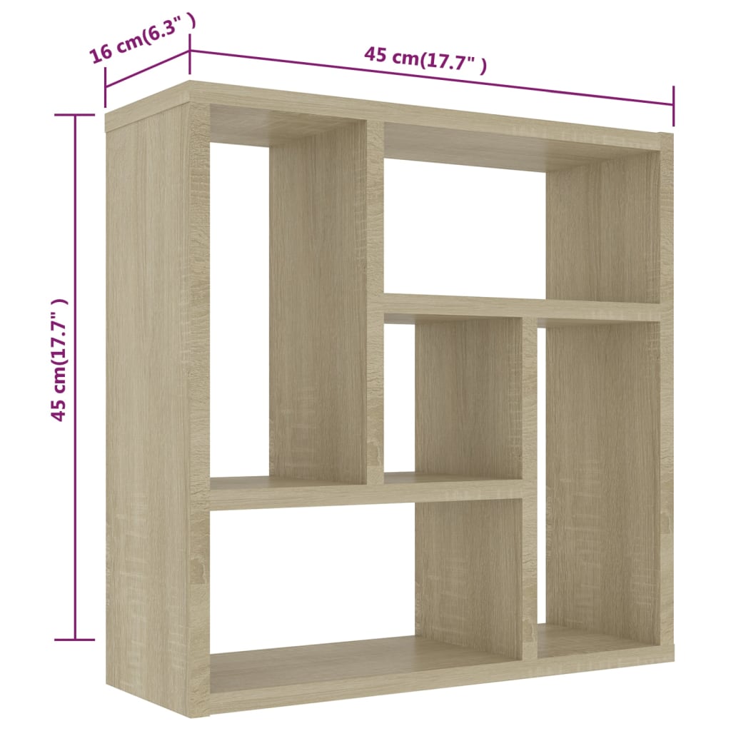 vidaXL Scaffale Parete Rovere Sonoma 45,1x16x45,1 cm Legno Multistrato