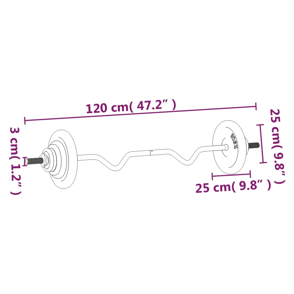 vidaXL Set Bilanciere con Dischi 60 kg in Ghisa e Acciaio Cromato