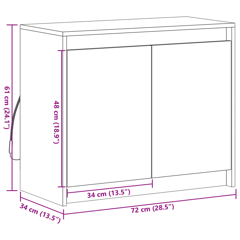 vidaXL Credenza con LED Rovere Fumo 72x34x61 cm in Legno Multistrato