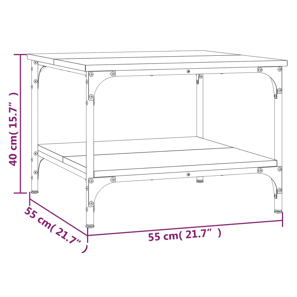 vidaXL Tavolino da Salotto Rovere Fumo 55x55x40cm in Legno Multistrato