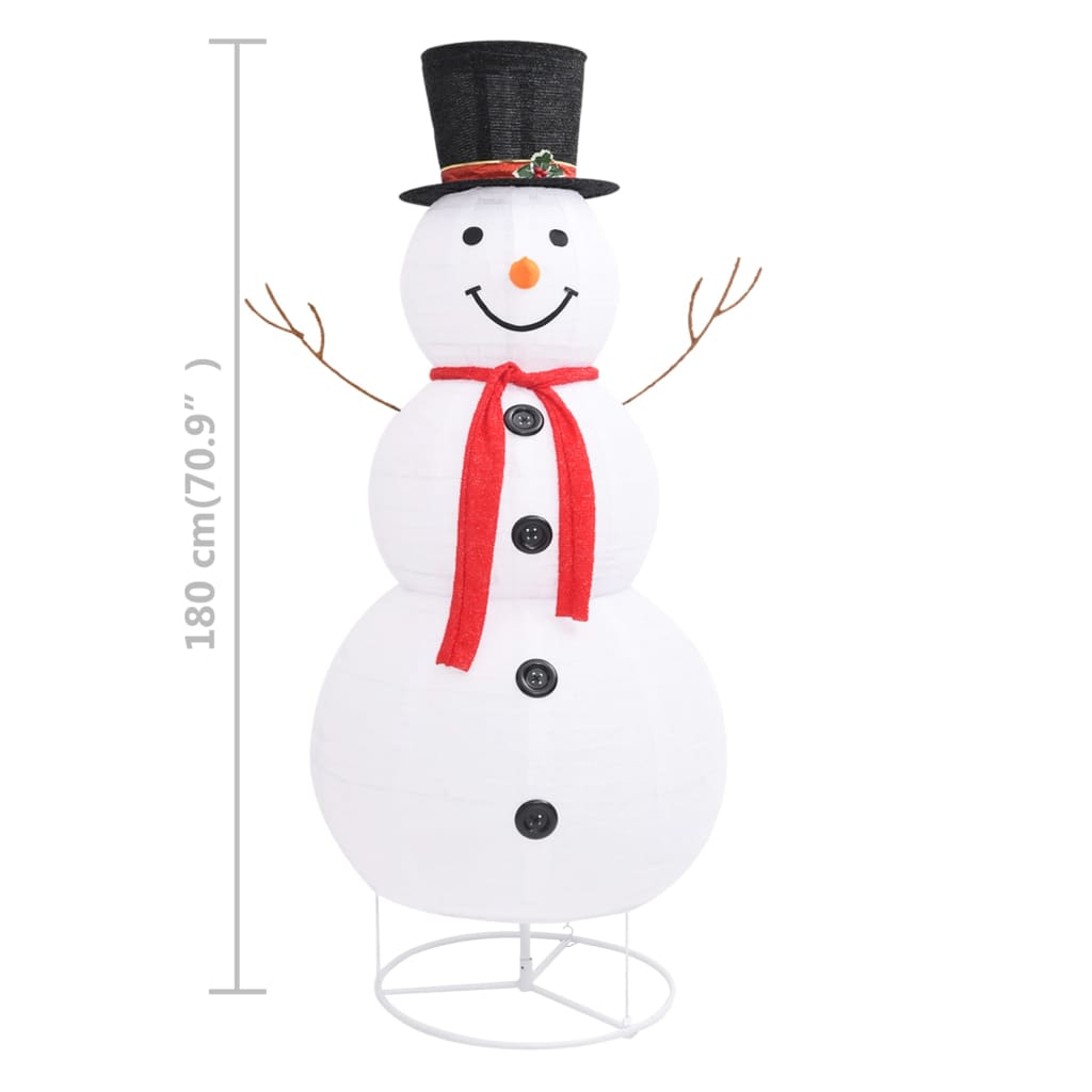 vidaXL Figura Natalizia Pupazzo di Neve a LED Tessuto Pregiato 180 cm