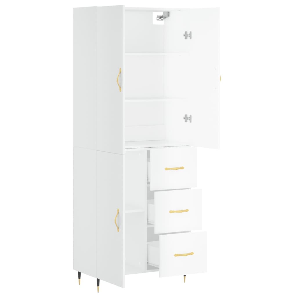 vidaXL Credenza Bianco Lucido 69,5x34x180 cm in Legno Multistrato