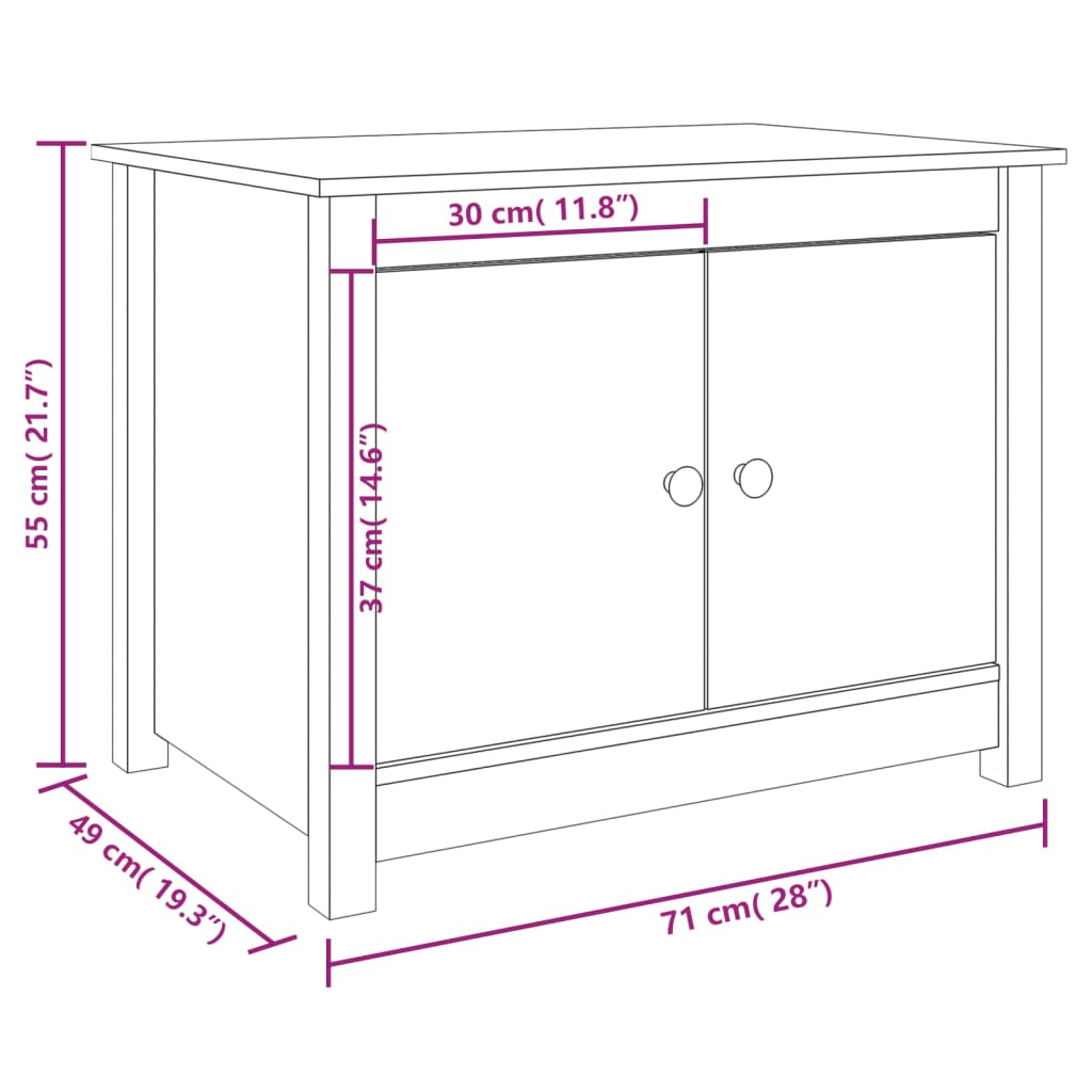 vidaXL Tavolino da Salotto Grigio 71x49x55cm in Legno Massello di Pino