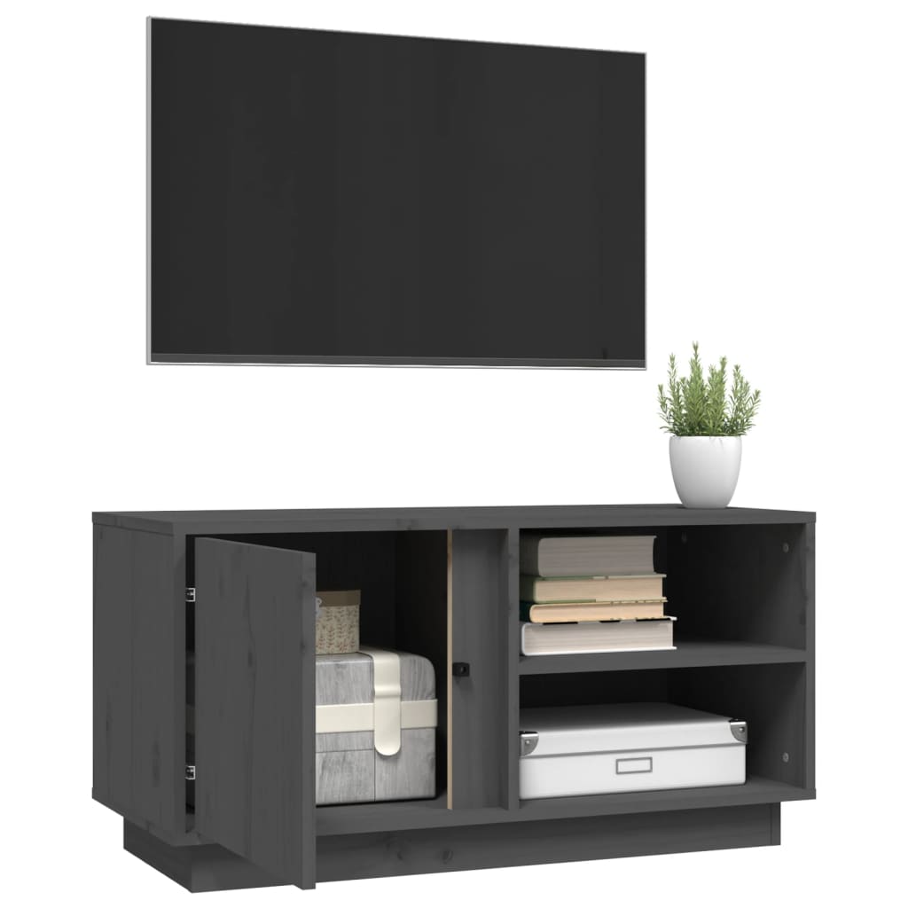 vidaXL Mobile Porta TV Grigio 80x35x40,5 cm in Legno Massello di Pino