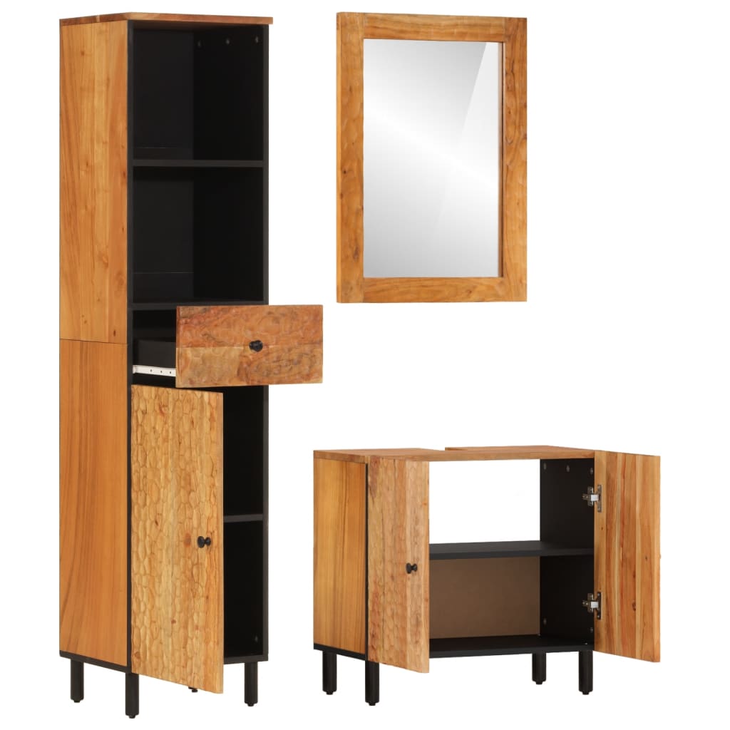 vidaXL Set Mobili da Bagno 3pz in Legno Massello di Acacia