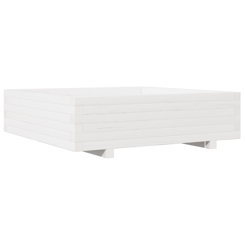 vidaXL Fioriera da Giardino Bianca 90x90x26,5cm Legno Massello di Pino