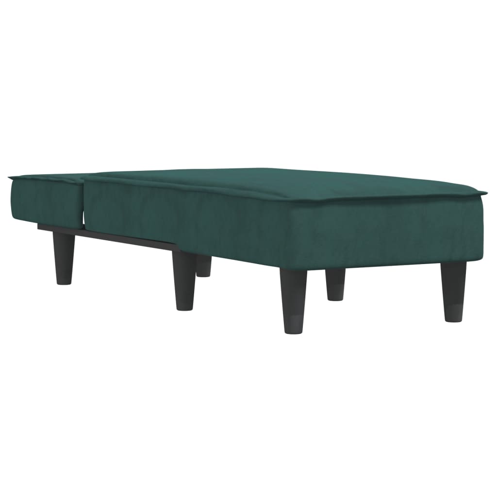 vidaXL Chaise Longue in Velluto Verde Scuro