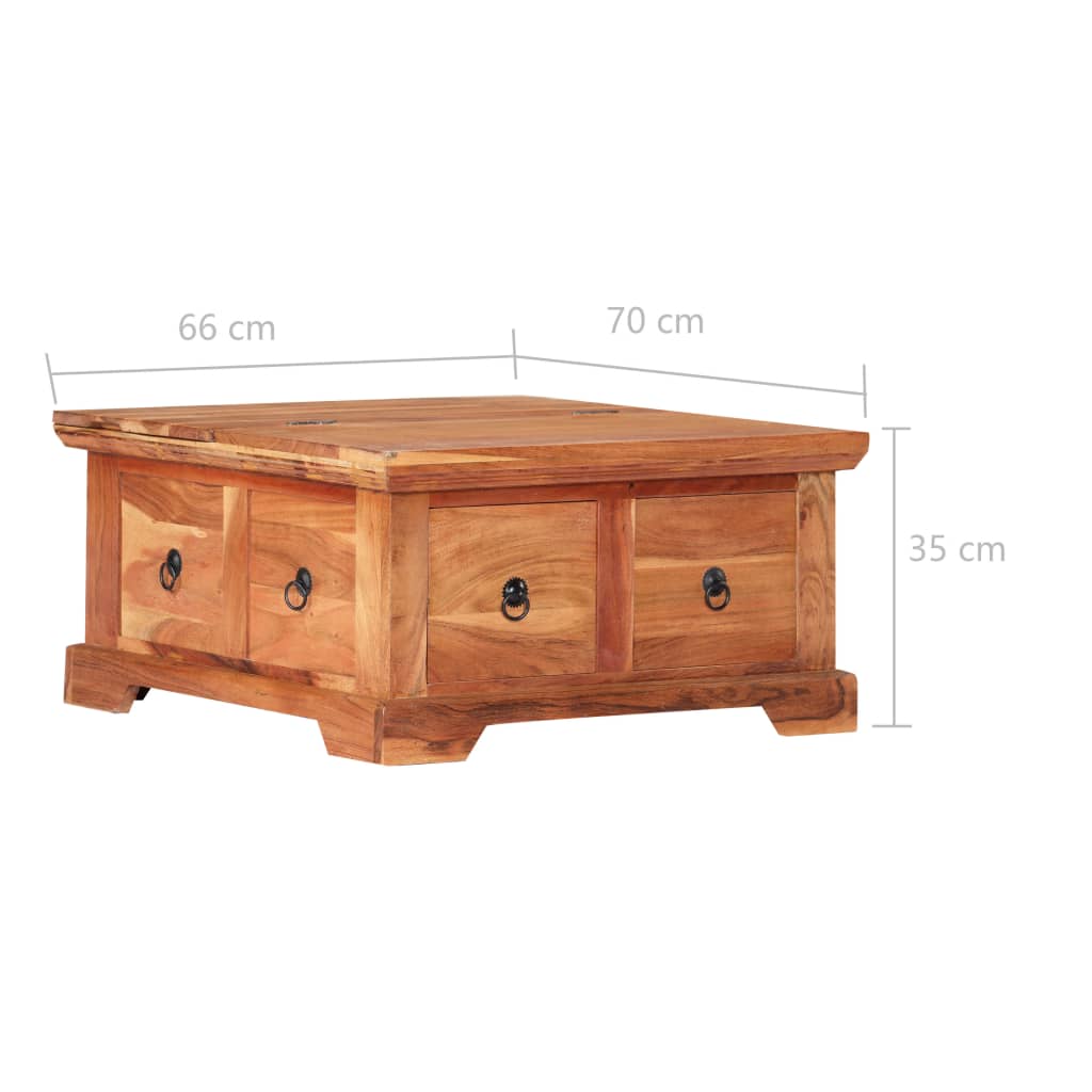 vidaXL Tavolino da Salotto 66x70x35 cm in Legno Massello di Acacia