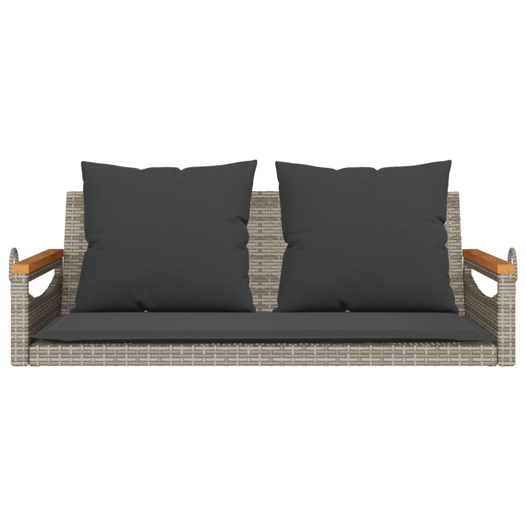 vidaXL Panchina Dondolo con Cuscini Grigia 109x62x40 cm in Polyrattan