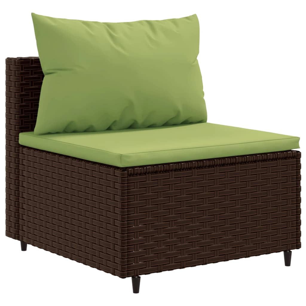 vidaXL Set Divani da Giardino 7 pz con Cuscini in Polyrattan Marrone