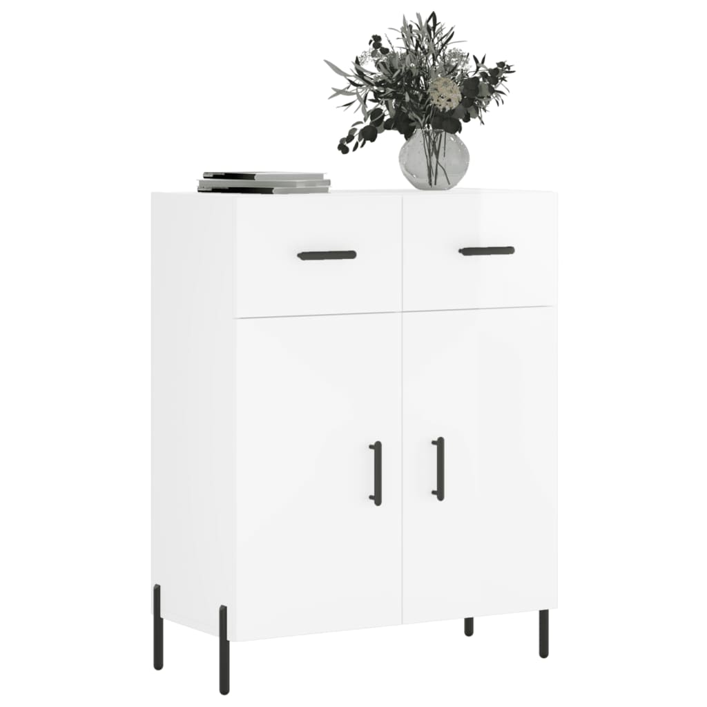 vidaXL Credenza 69,5x34x90 cm in Legno Multistrato Bianco Lucido