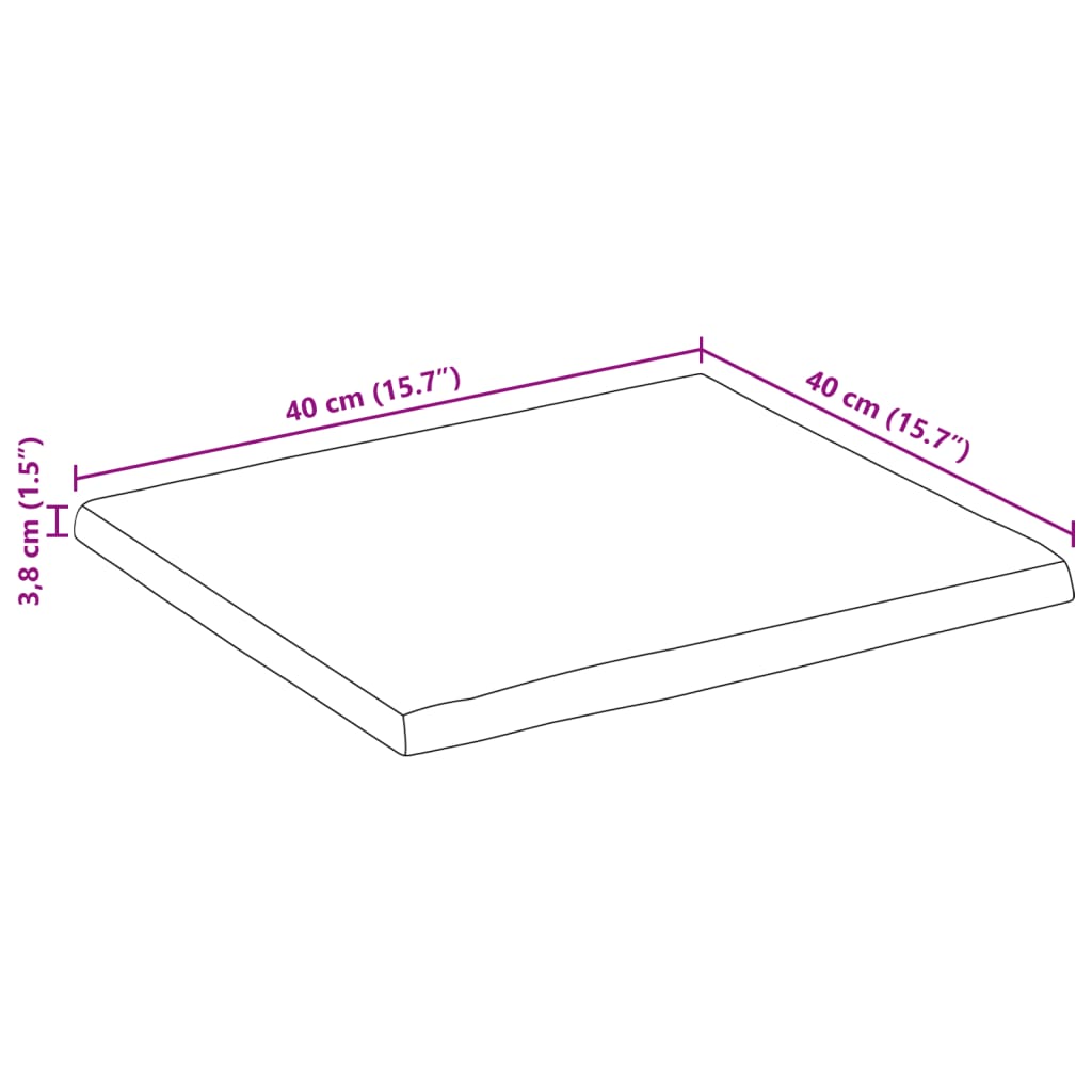 vidaXL Piano per Tavolo 40x40x3,8cm Bordi Vivi in Legno Massello Mango