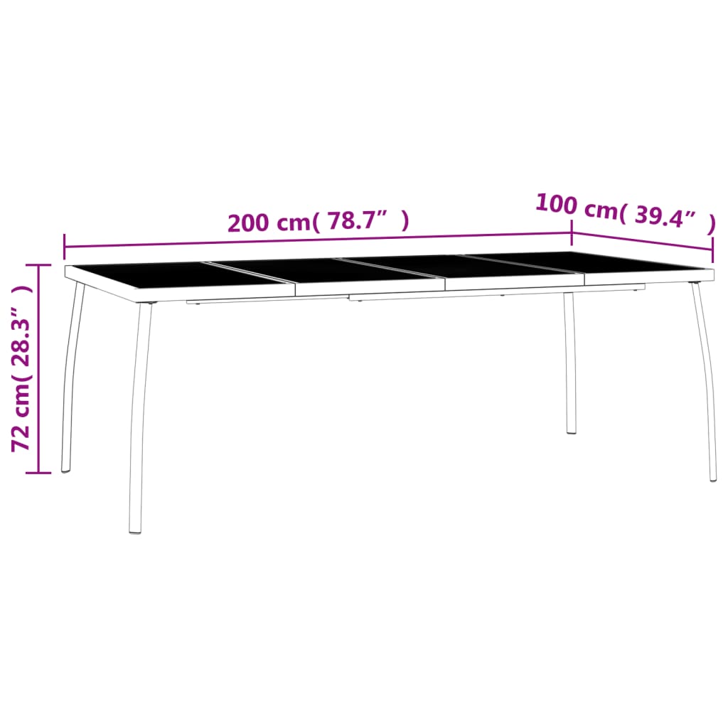 vidaXL Tavolo da Giardino Antracite 200x100x72 cm Rete d'Acciaio