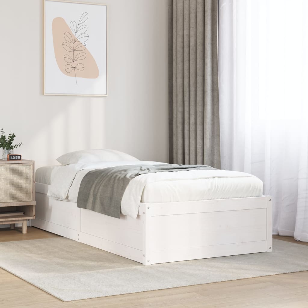 vidaXL Letto senza Materasso Bianco 75x190 in Legno Massello di Pino