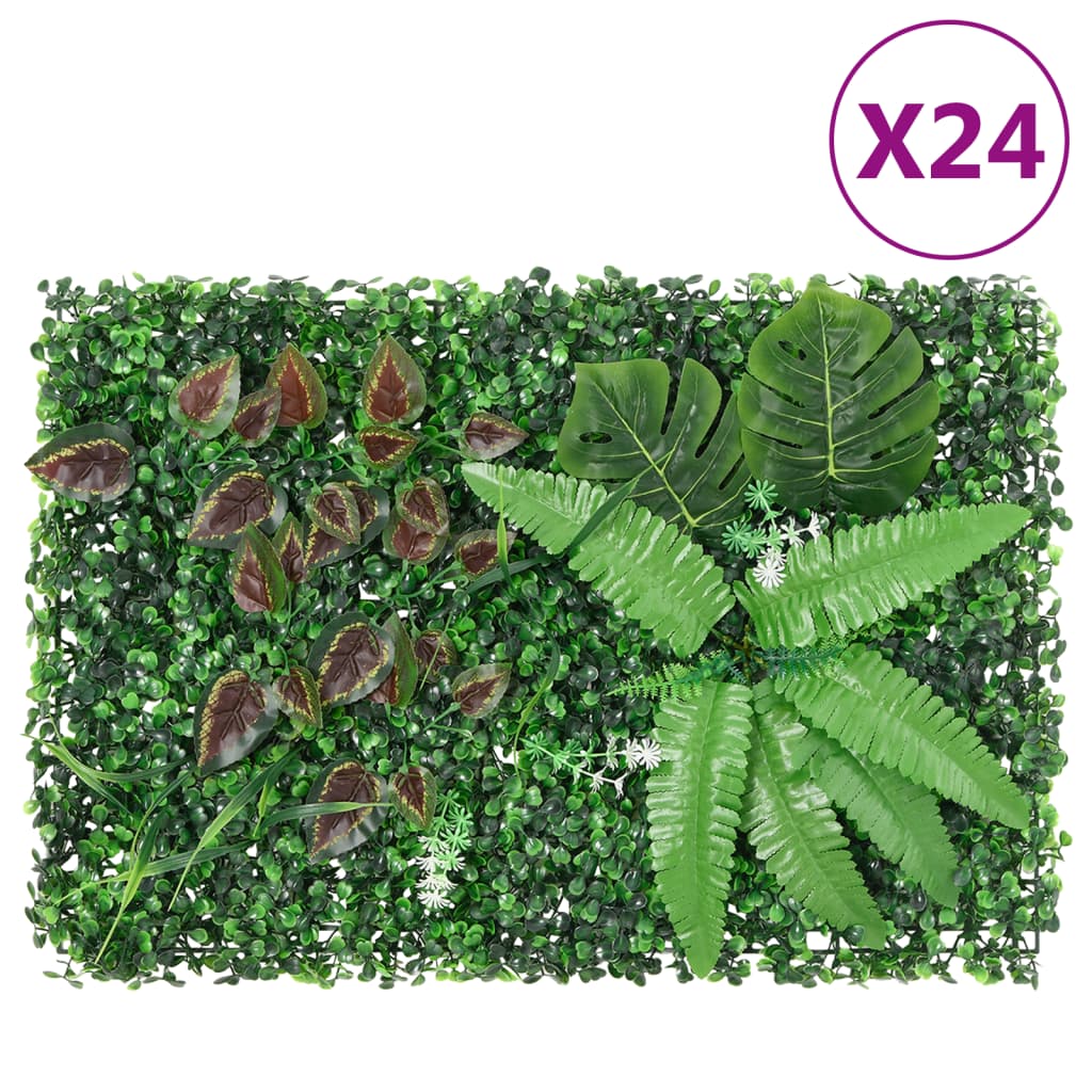  vidaXL Recinzione Piante Artificiali 24 pz Verde 40x60 cm