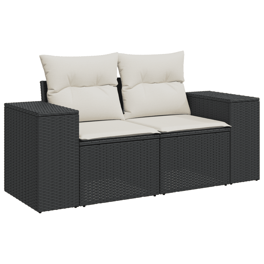 vidaXL Set Divani da Giardino con Cuscini 7pz Nero Polyrattan