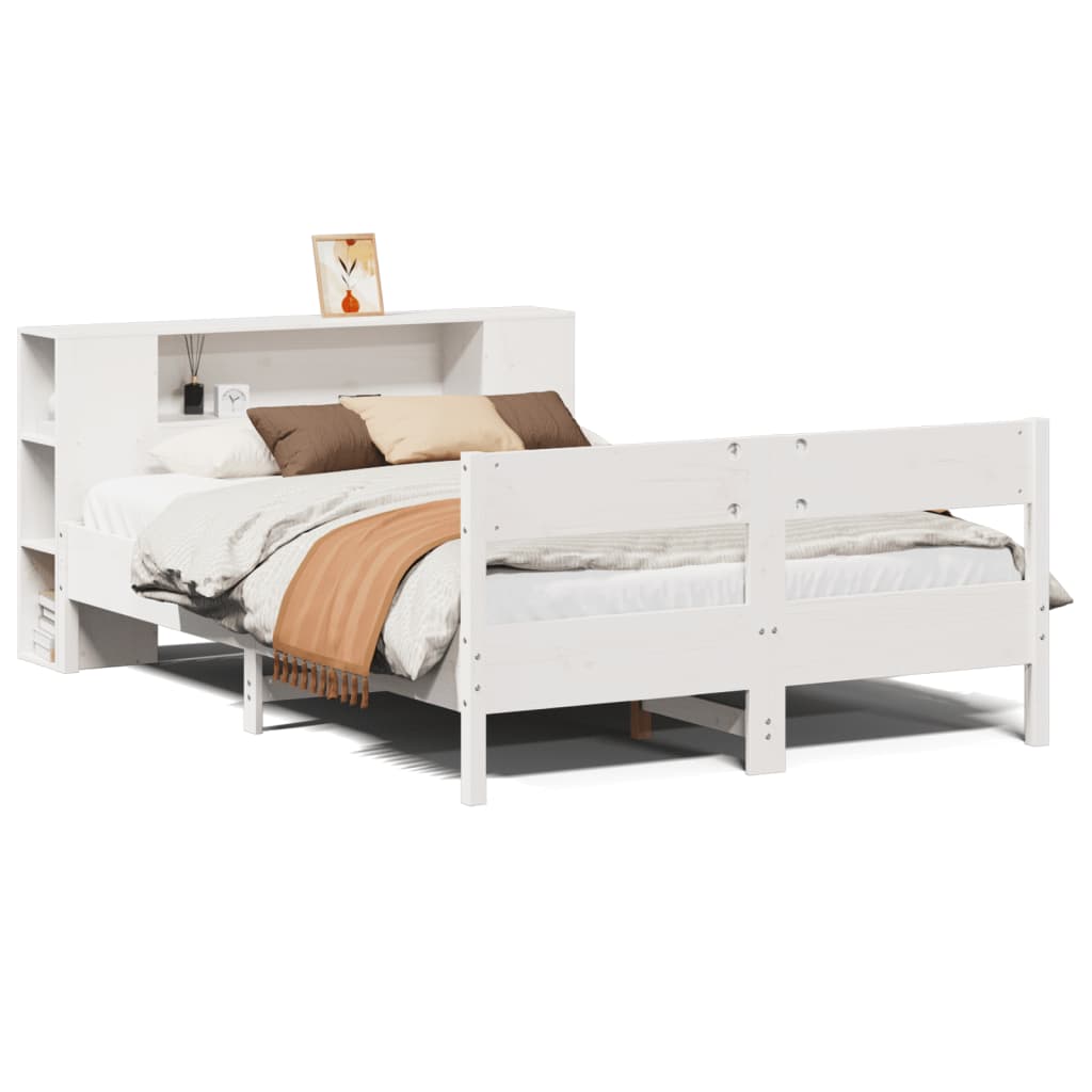 vidaXL Letto Libreria senza Materasso Bianco 120x190 cm Legno di Pino