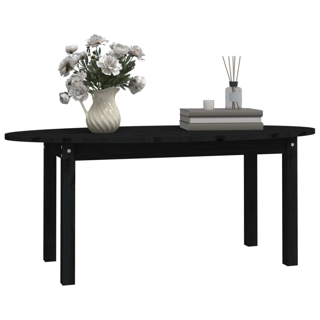 vidaXL Tavolino da Salotto Nero 110x55x45 cm Legno Massello di Pino